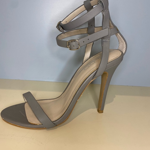 Aldo Shoes - Strappy, gray leather heels by Aldo, 7.5